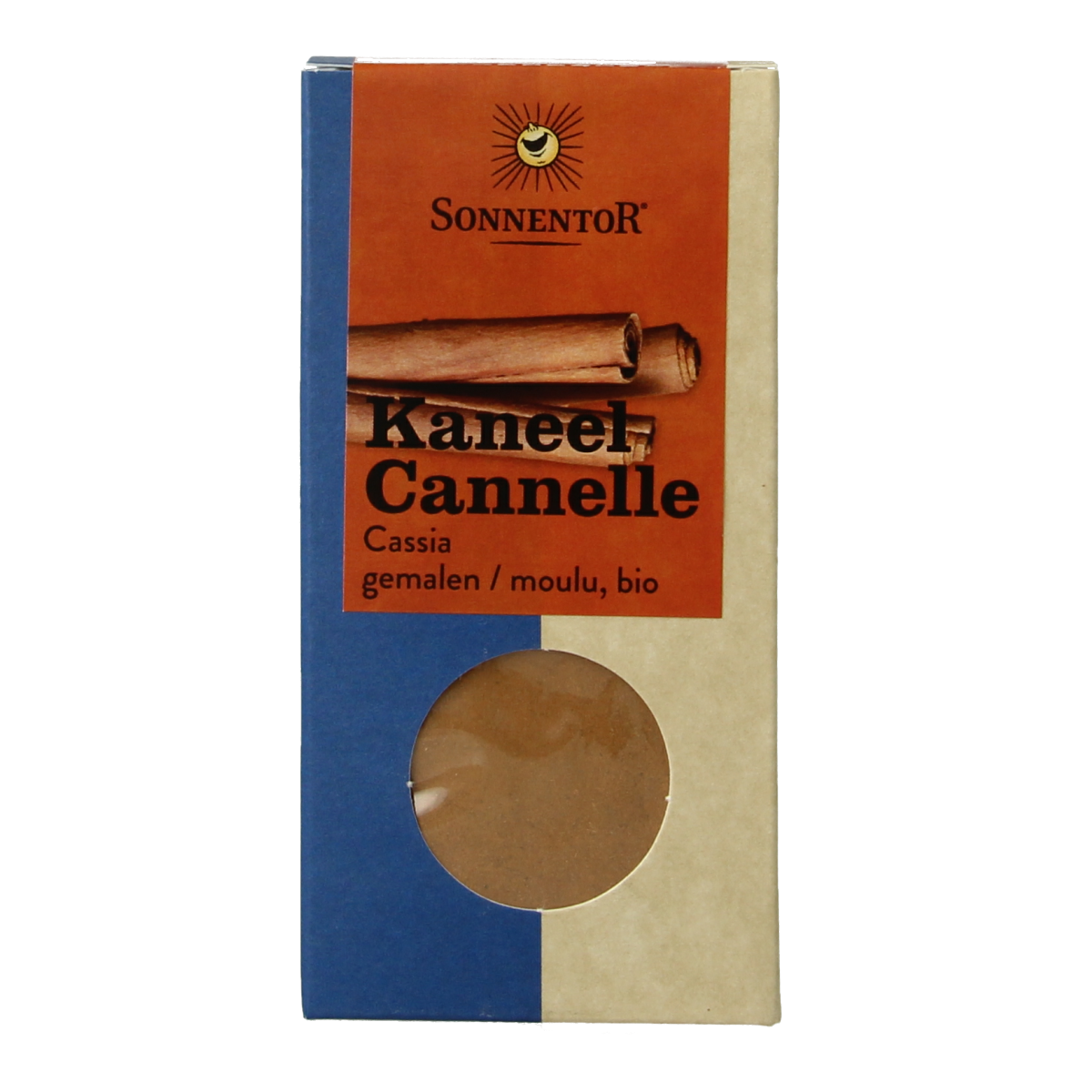 Ground organic Cassia cinnamon from Sonnentor, 40 grams, in a resealable spice jar, ideal for baking and cooking.