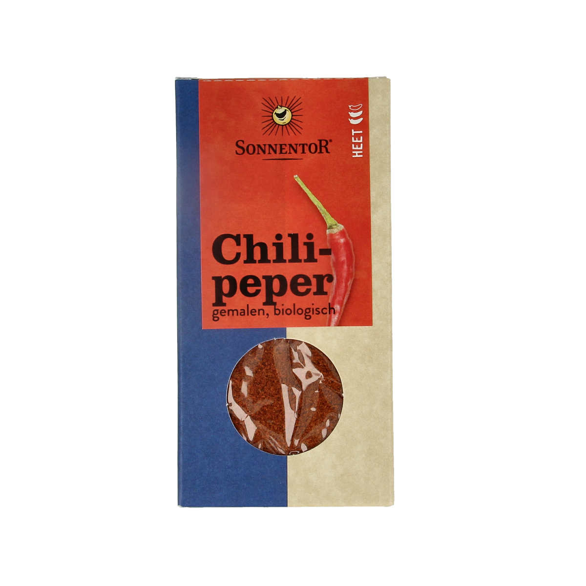 Sonnentor Chili bio spice in 40g packet, organic dried red chili peppers for cooking and seasoning.