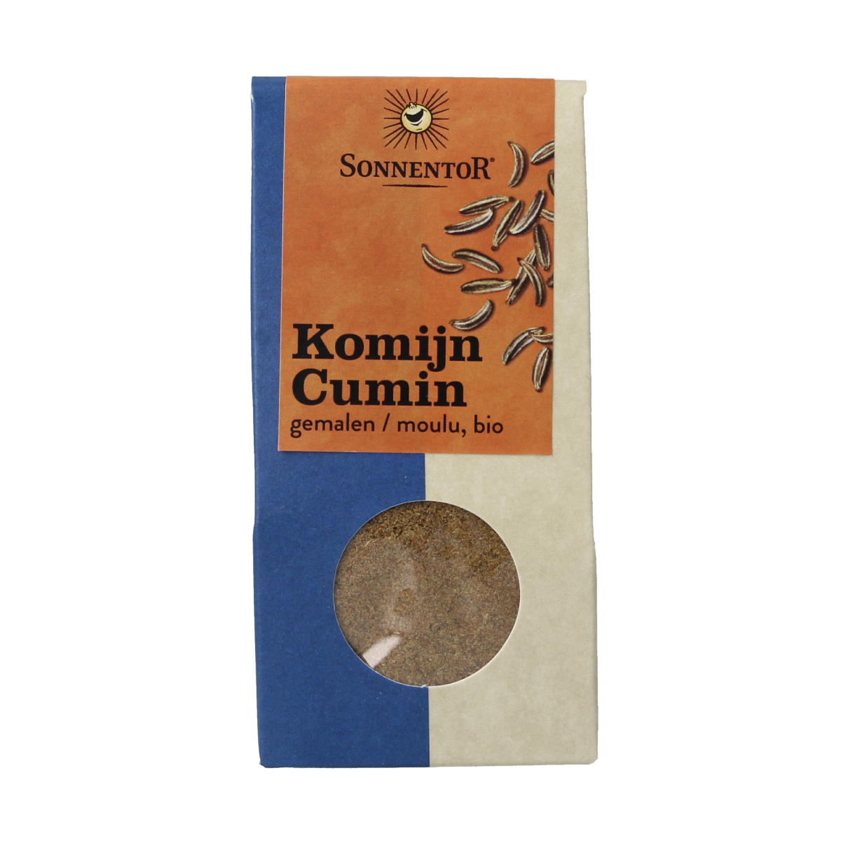 Ground cumin spice by Sonnentor in a 40g package, part of organic herbs, salts, and meal mixes collection.