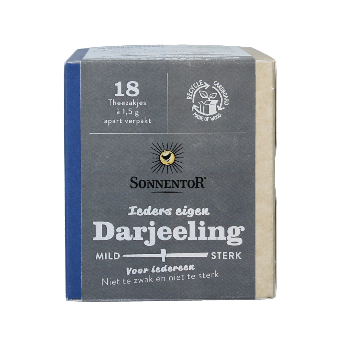 Sonnentor Darjeeling thee bio, 18 tea bags, natural organic tea with fresh tea leaves in a yellow packaging.