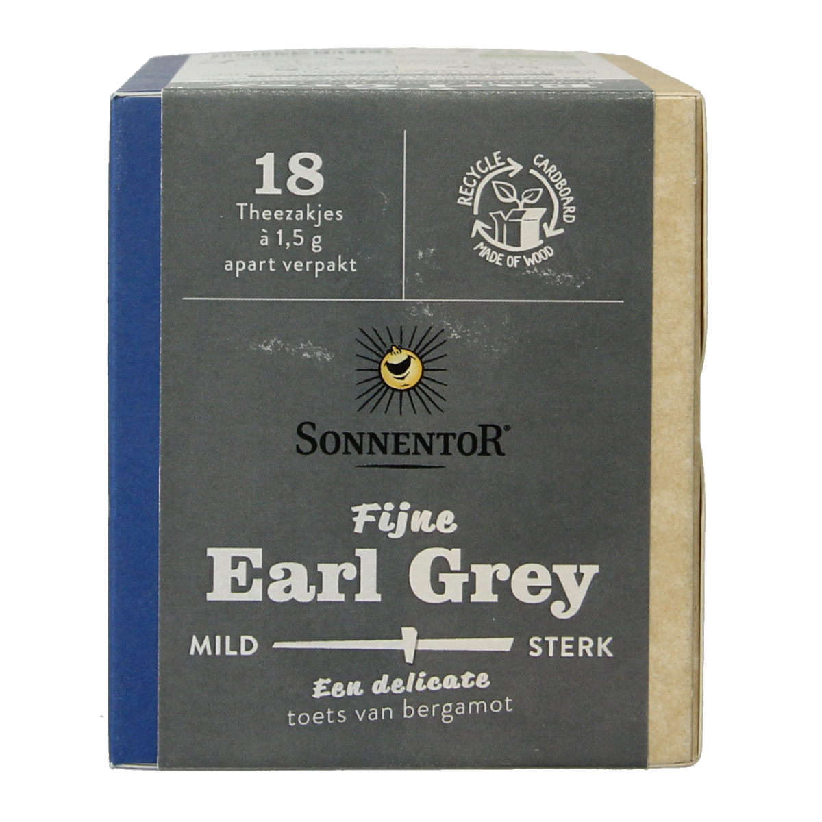 Sonnentor Earl Grey bio tea bags, 18-count, with aromatic bergamot flavor, in a colorful packaging.