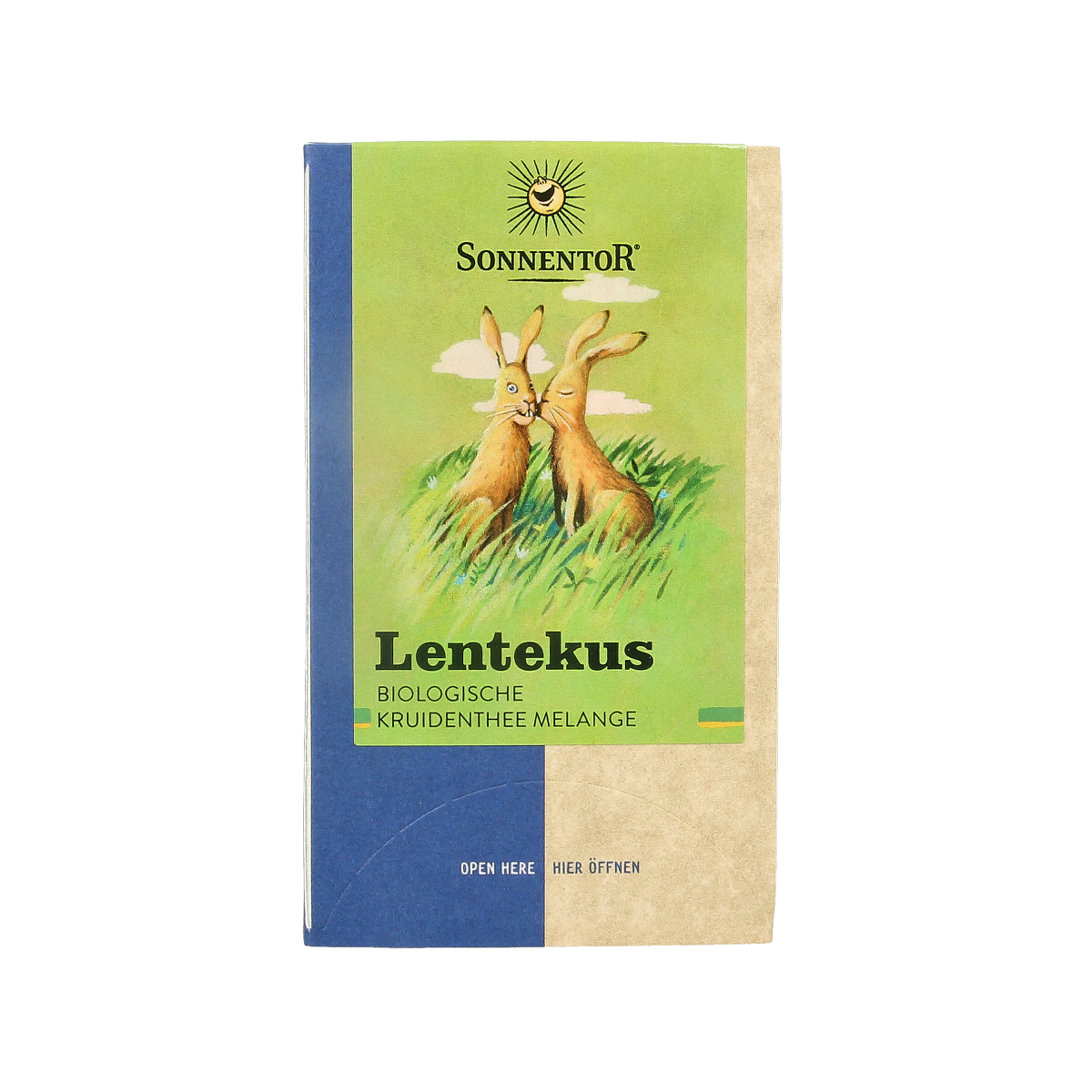 Sonnentor Lentekus bio coffee and tea sachets in an open package, showcasing the natural, organic product packaging.