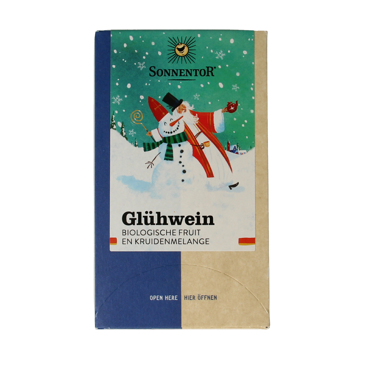 Sonnentor Gluhwein kruidenmix bio tea bags, 18-pack, organic spice blend for mulled wine preparation, in individual sachets.