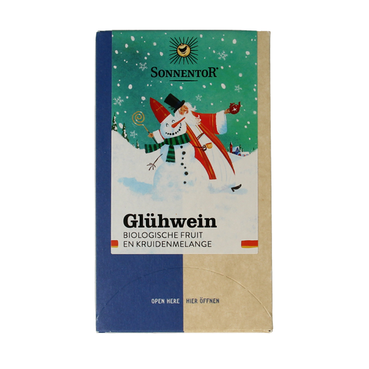 Sonnentor Gluhwein kruidenmix bio tea bags, 18-pack, organic spice blend for mulled wine preparation, in individual sachets.