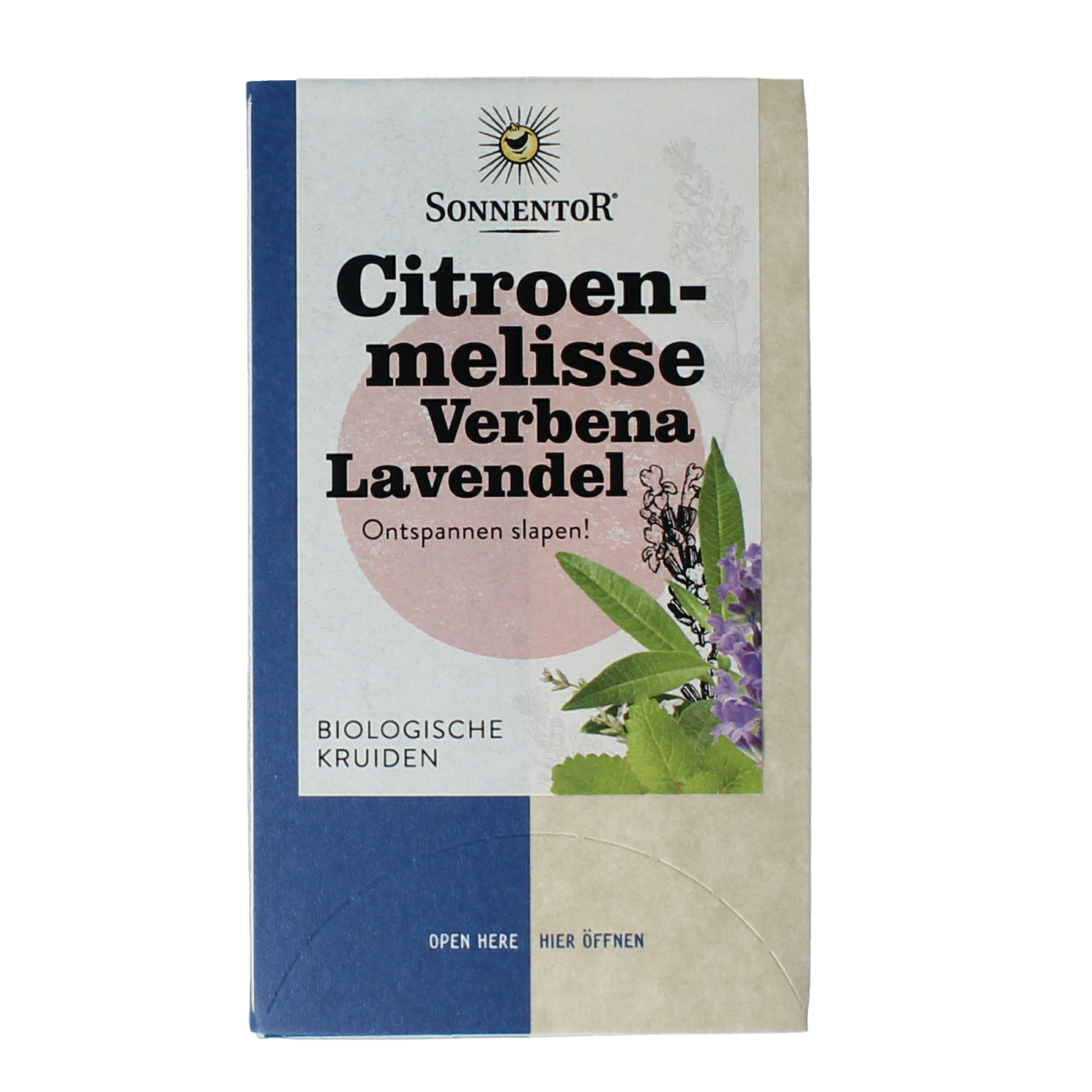 Sonnentor organic citronella, verbena, and lavender herbal tea in 18 tea bags, natural and aromatic.