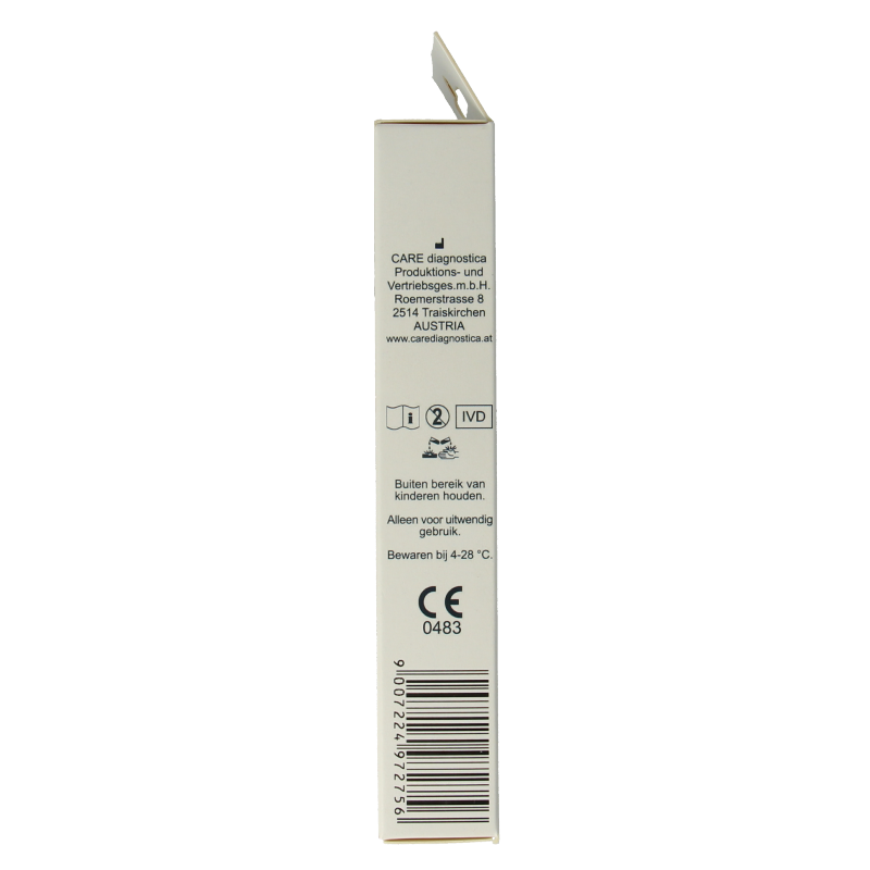 The Tester Chlamydia vrouw zelftest kit showing packaging and test components for at-home sexual health testing.