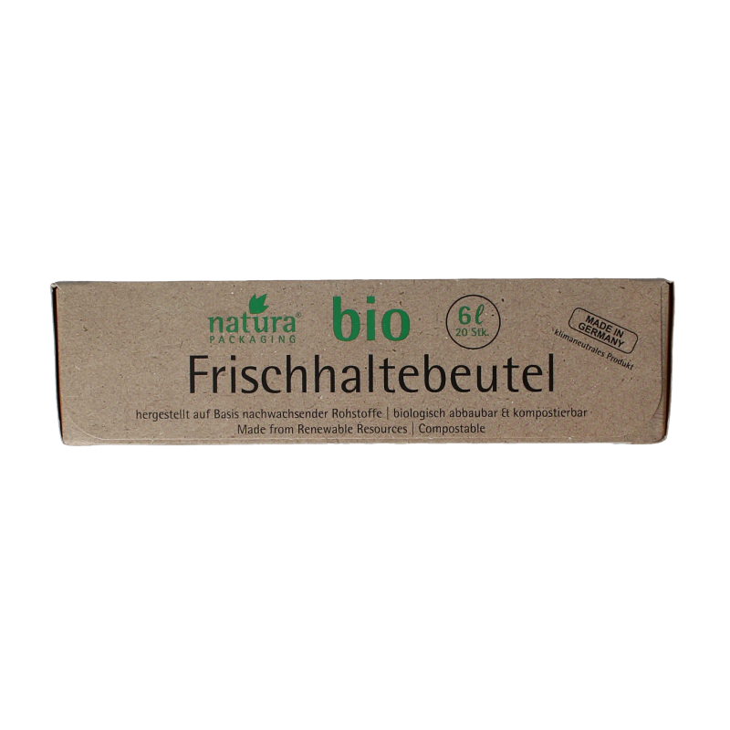 Biomat Natura compost lunchzak 6L trash bags, 20-pack, biodegradable household and waste bags for eco-friendly disposal.