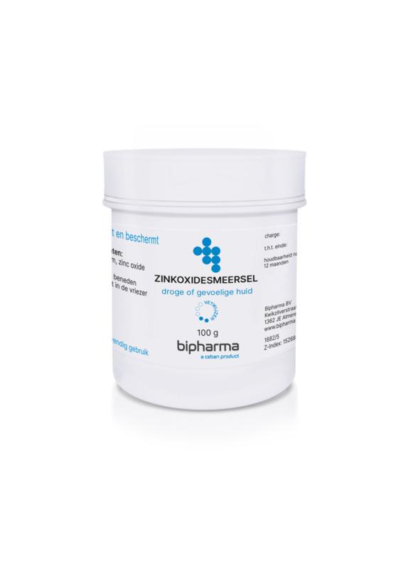 Bipharma Zinkoxidesmeersel zinkolie in a 100g jar, natural zinc body care product with zinc oxide for skin soothing and protection.
