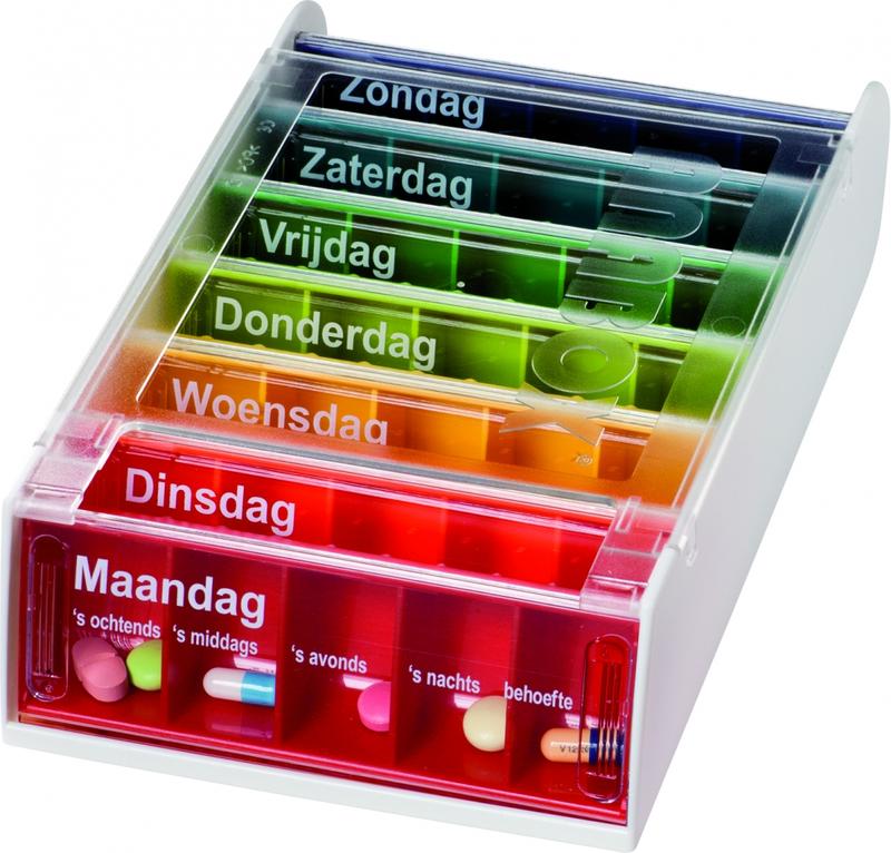 Able 2 Anabox 7-day medicine storage box with 1 piece, organized compartments for daily pill management.