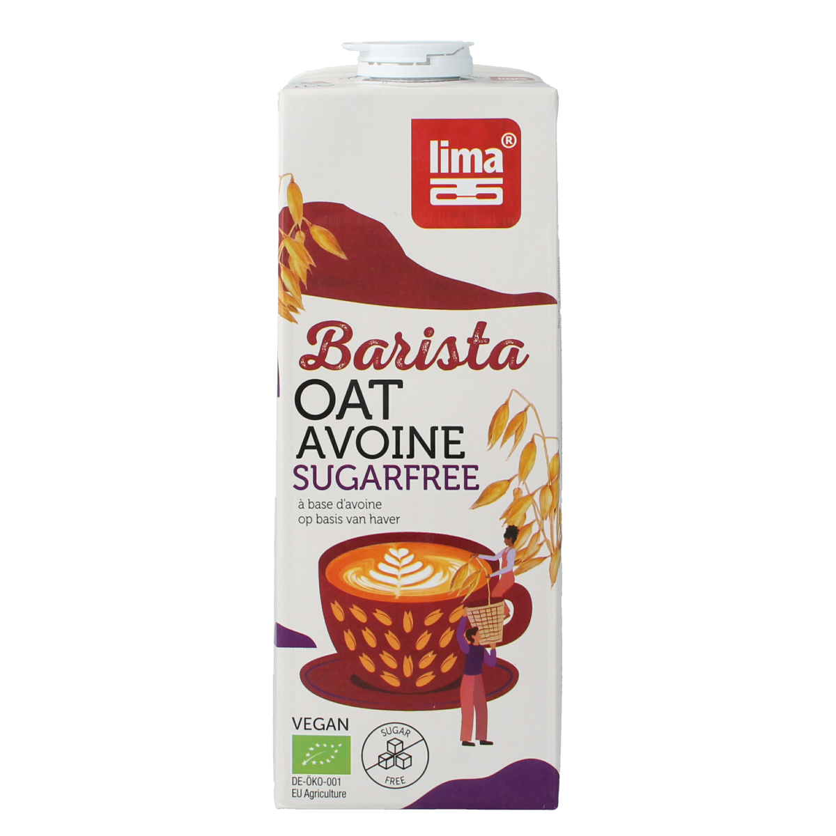 Lima Barista oat sugar-free bio drink in 1-liter bottle, natural oat beverage for drinks and recipes.
