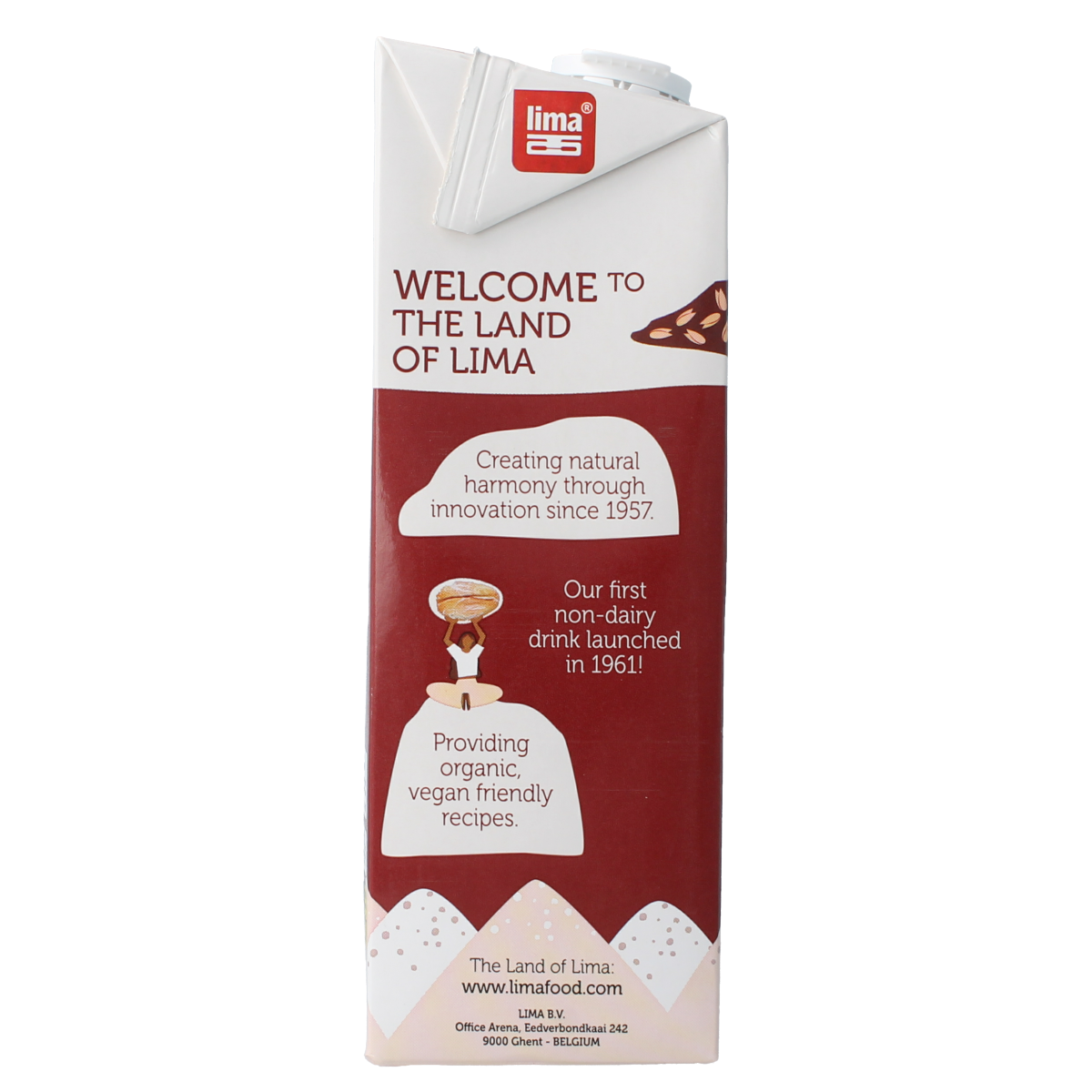 Lima Pur oat drink bio 1-liter carton, organic oat beverage in a white and green packaging with product label.