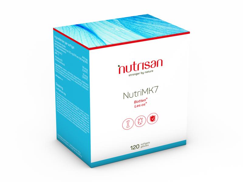 Vetzuren Nutrisan NutriMK7 120 capsules bottle, dietary supplement with vitamin K2, for bone and cardiovascular health.