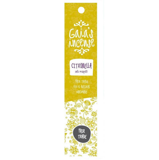 Gaia's Incense citronella sticks, natural incense wands, 15 pieces, used for pest repellent and aromatic ambiance.