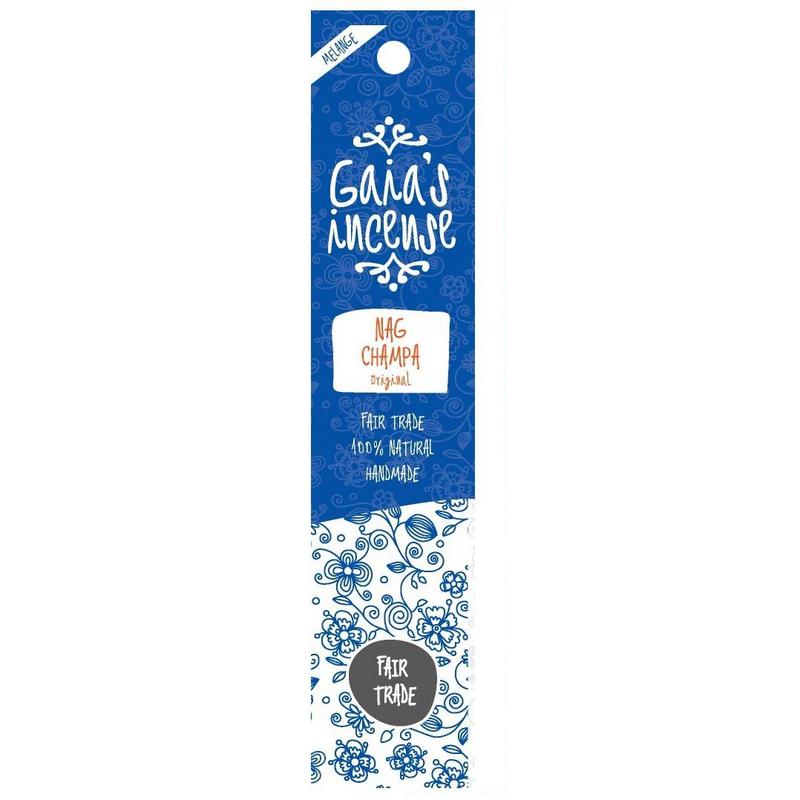 Gaia's Incense Wierook Nag Champa sticks, 15 pack, natural incense sticks for aromatic burning and spiritual rituals.