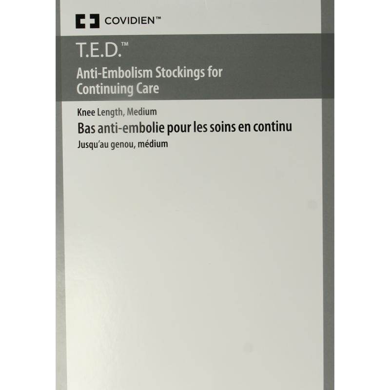 Beige Covidien Ted Cont Knie bandages in size M, shown in a pair for knee support and compression.