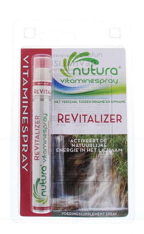 Vitamist Nutura Revitalizer blister pack with 14.40ml of multi-vitamin supplement, showing colorful blister packaging.