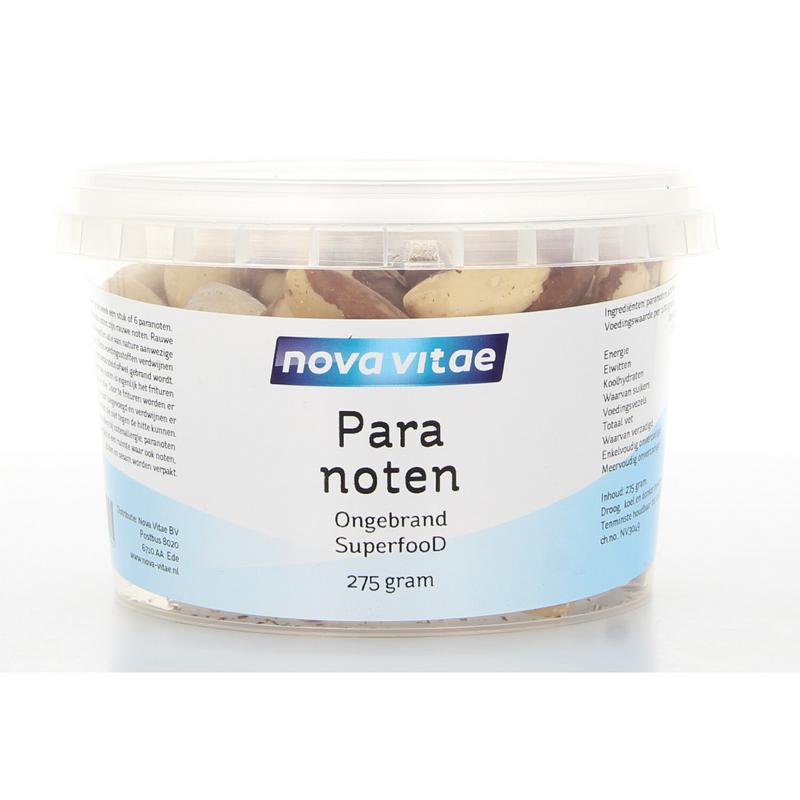 Nova Vitae Paranoten ongebrand raw, 275g, in a clear bag, showcasing the natural, unprocessed nuts suitable for superfood recipes.
