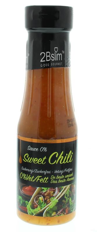 Bottle of 2bslim Sweet Chili Sauce, 250ml, a flavorful condiment in a clear plastic bottle with red and yellow label.
