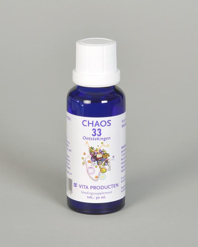 Vita Chaos 33 ontstekingen kruidenpreparaten bottle showing label with product name and dosage of 30 ml.