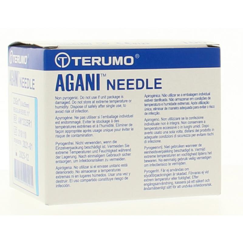 Terumo 23G blue lancet needle, 0.6 x 25mm, for blood testing, in a pack of 100.