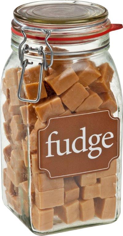 Image of Kindly's Weckpot fudge, an 850g tin of sweet confectionery, showcasing the rich, creamy fudge inside.