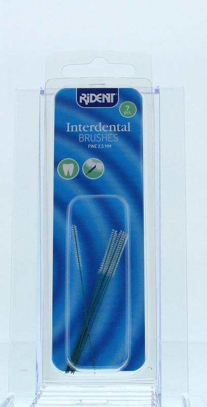 Rident interdentale borstel 2.5 mm, pack of 7, for cleaning between teeth with a small interdental brush.