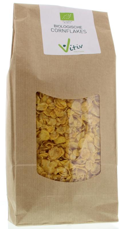 Vitiv bio cornflakes in a 375g package, natural breakfast cereal with crispy cornflakes for a healthy start.