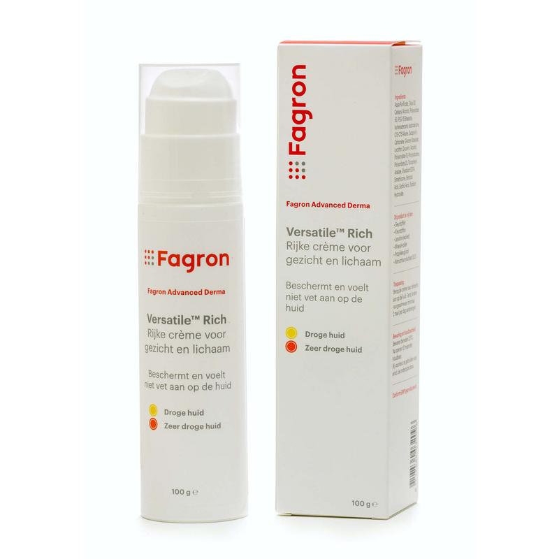 Fagron Versatile Rich body care product in a 100g container, featuring a creamy texture suitable for skincare and body moisturizing.