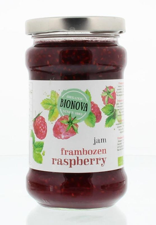 Bionova bio frambozenjam in glazen pot, 340 gram, voor op brood