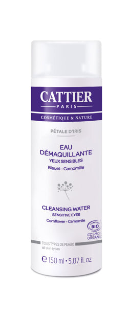 Cattier Reinigingswater ogen facial cleansing water in a 150ml bottle, gentle eye makeup remover and skin refresher.