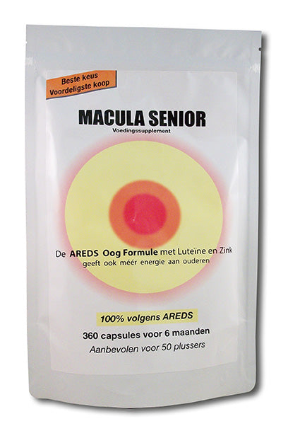 Sanmed Macula senior vegetarian multivitamin capsules in a bottle, designed for eye health and age-related nutritional support.