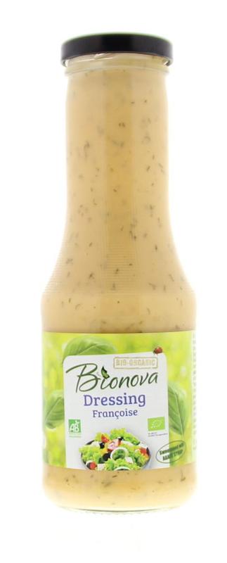 Bionova Franse salade dressing in 290ml bottle, natural organic sauce with herbs and spices for salads and dressings.