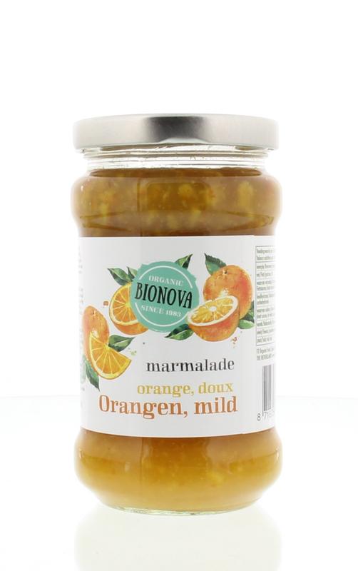 Bionova Sinaasappelmarmelade mild bio spread on bread, 340 grams, natural orange-flavored breakfast spread.