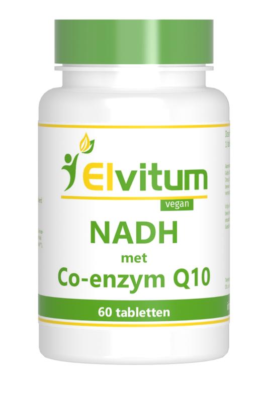 Elvitum NADH with coenzyme Q10 multivitamin tablets in blister pack, dietary supplement for energy and vitality.