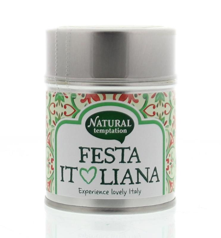 Natural Temptation Fiesta Italiana kruidenmix, organic 30g, a flavorful Italian herb and spice blend for cooking.