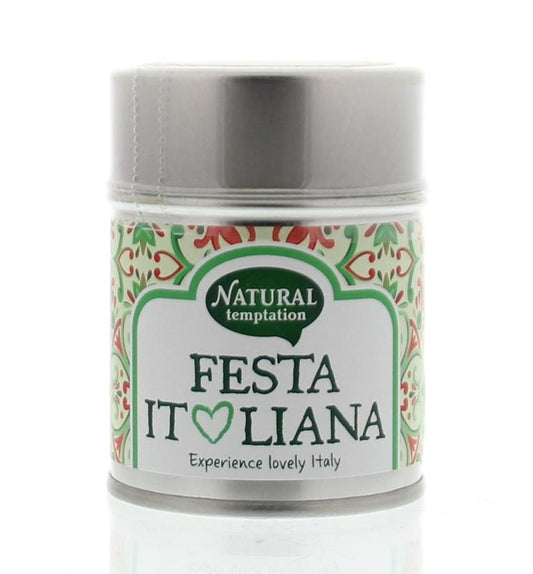 Natural Temptation Fiesta Italiana kruidenmix, organic 30g, a flavorful Italian herb and spice blend for cooking.