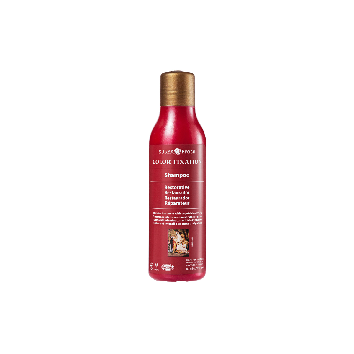 Surya Brasil Color Fixation Shampoo in 250ml bottle, Haarverzorging product with a sleek packaging design.