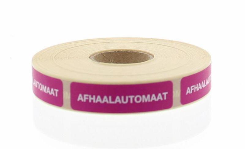 Brocacef sticker labels for automated dispensing, 12 x 44mm, 750 labels, printed on adhesive paper for pharmacy use.