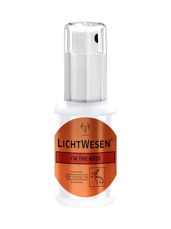 Lichtwesen Ik ben de baas tinctuur 30ml bottle, natural body care product with a white label and dropper cap.