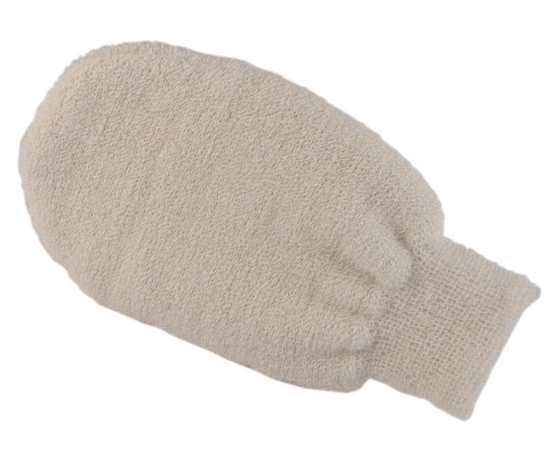 Naturae Donum scrub handschoen made of brandnetel, ideal for body exfoliation, shown in close-up.