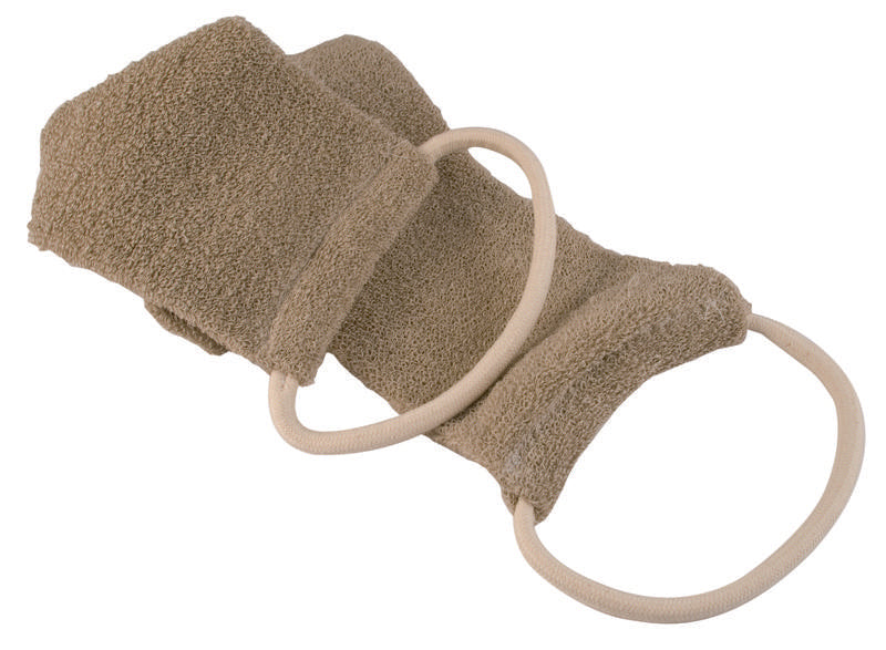 Naturae Donum body scrub sponge and brush set made of bio linen, natural exfoliating tools for skincare.