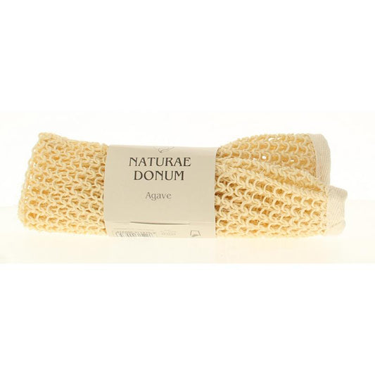 Naturae Donum 100% sisal hand scrubber glove for body exfoliation, natural textured exfoliating sponge or brush.