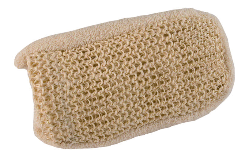 Naturae Donum double-sided sisal cotton hand scrub glove for body cleansing, shown in natural fiber texture.