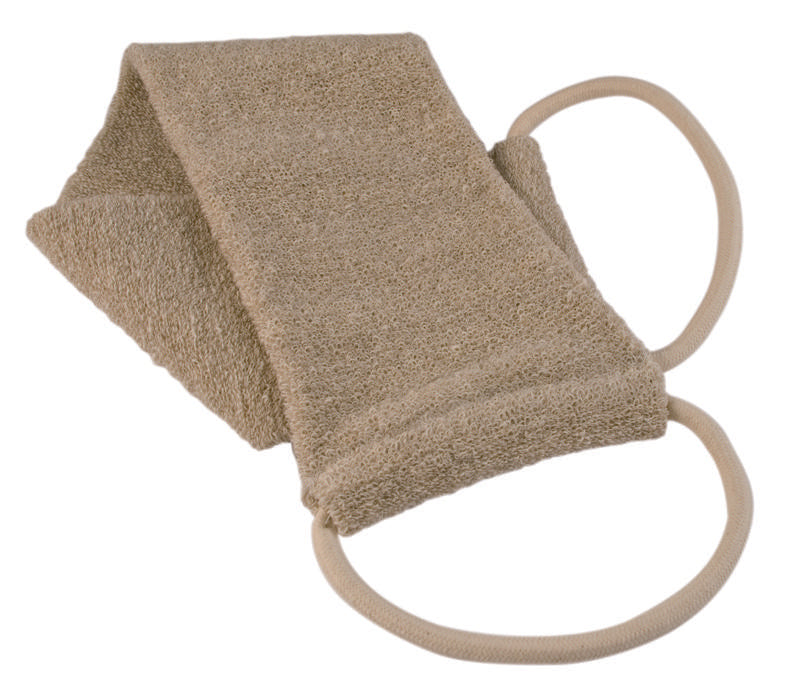 Naturae Donum hemp linen body scrub sponge, natural exfoliating tool for skin care, displayed on white background