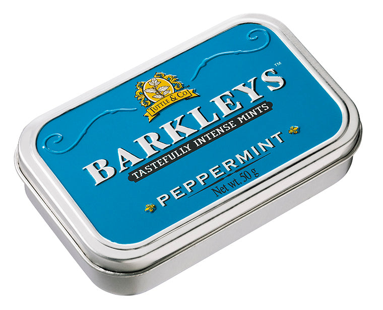 Barkleys Classic Peppermint Mints in a 50g packet, showing shiny peppermint candies on the packaging.