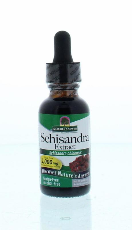 Natures Answer Schisandra extract alcoholvrij in 30ml bottle, herbal supplement from kruidenpreparaten collection.