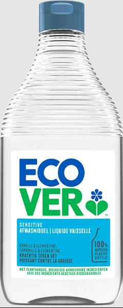 Ecover Afwasmiddel kamille en clementine in 950ml bottle, natural dish soap with citrus and floral scent, labeled bottle with product details