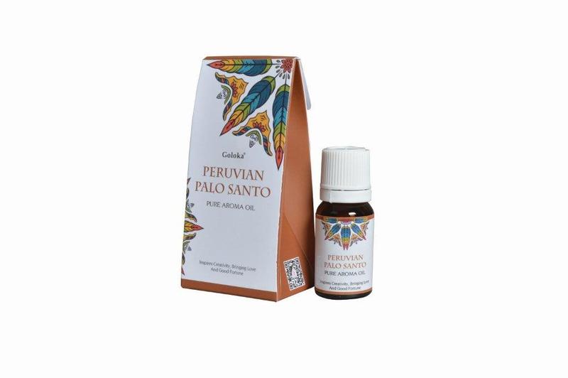 Green Tree Pure Palo Santo aroma oil in a 10ml bottle, natural Peruvian etherische olie with fresh green tree and Palo Santo plant imagery.