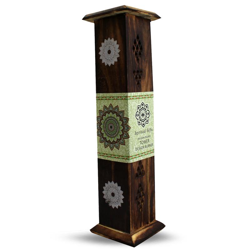 Green Tree Wierookbrander tower mandala incense holder with intricate mandala design for burning incense sticks.