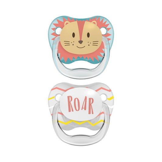 Dr. Brown's Fopspeen prevent animal faces F1 blue, 2-pack, soft silicone baby pacifier and nipple protectors for infants.